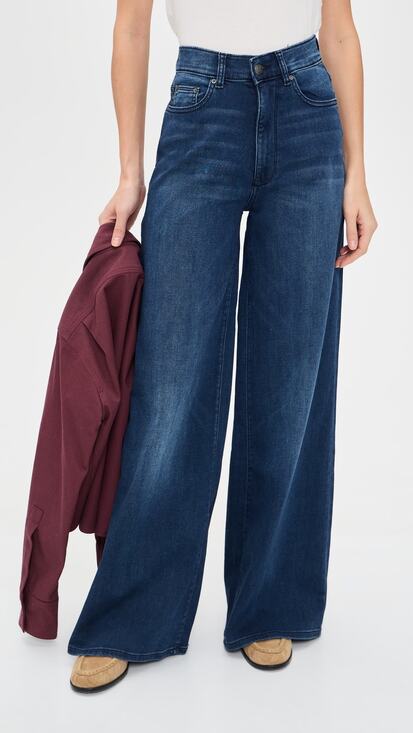DL1961 Denim - DL1961 Sz 29 DL Softwear Hepburn Wide Leg High Rise Stretch Denim Blue Jeans
